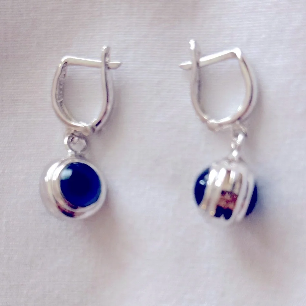 🧿925 Silver earrings glass blue evileye bead hoops 14k rose plated